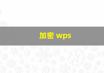 加密 wps